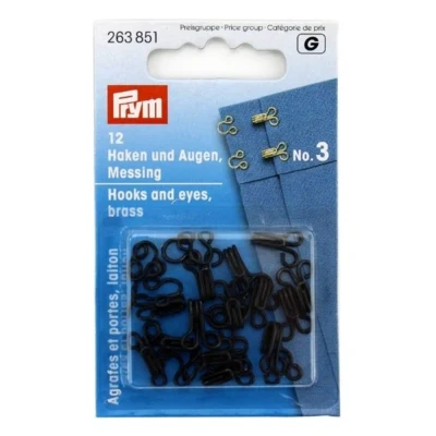 Prym Sorte Metal hægter, 12 Stk.